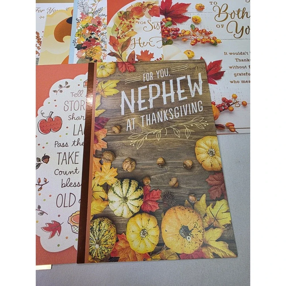 Thanksgiving Day Greeting Cards No Envelopes (30 Cards w/ Greetings Inside)
